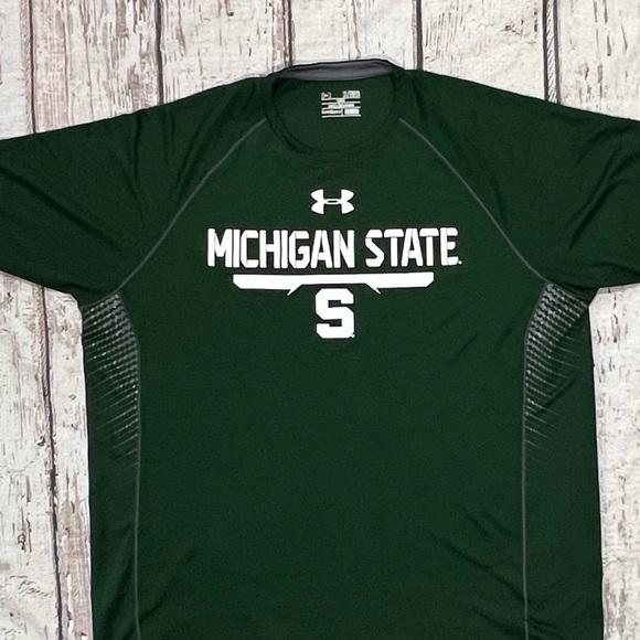 Michigan State University Spartans Under Armour Heat Gear Athletic Shirt - Picture 2 of 5